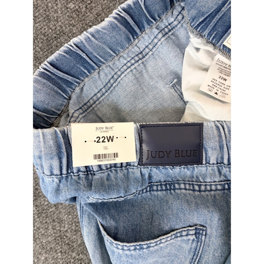 Judy Blue High Waist Wide Leg Jeans 22W Light Wash Pull On Drawstring JB881005 - Picture 6 of 11
